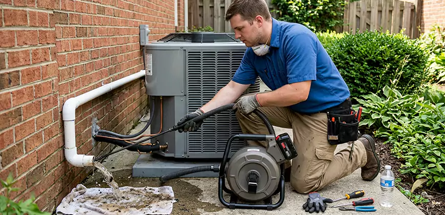 AC Unit Drain Pipe Cleaning in Matthews